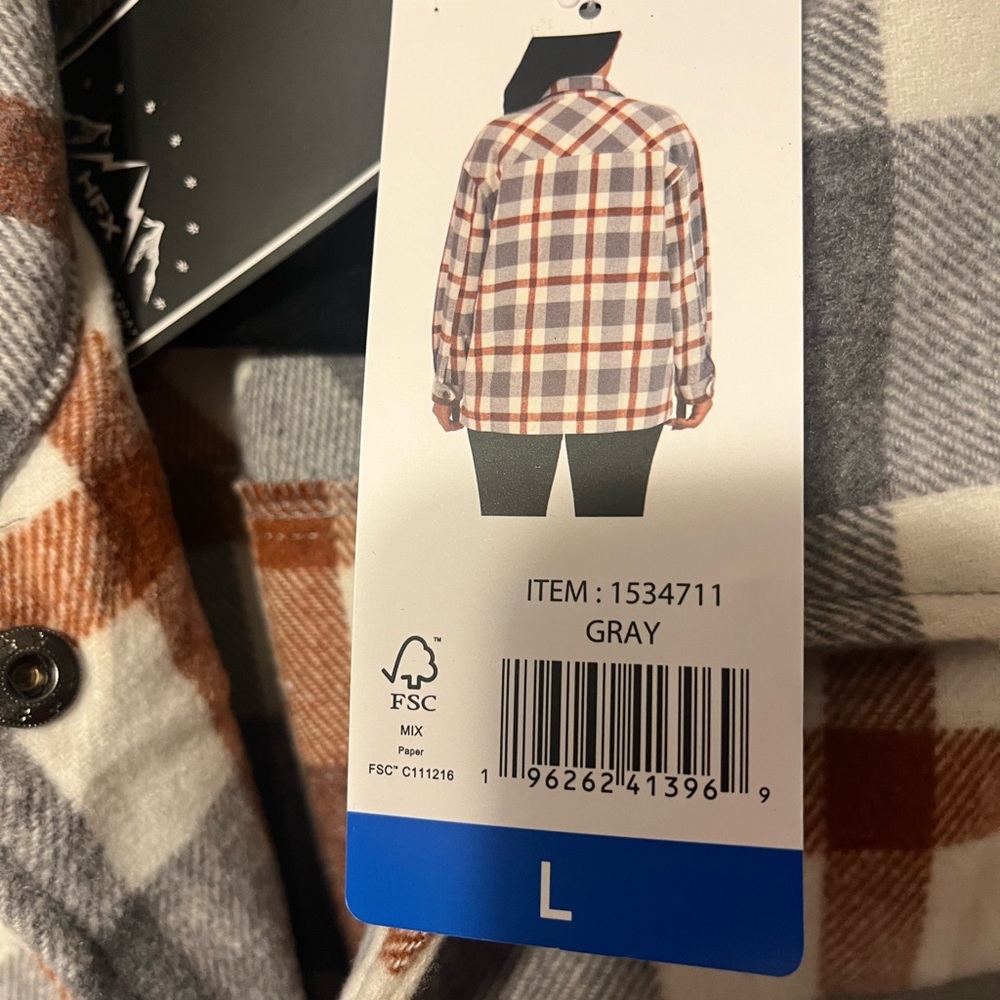 NWT women's tops HFX Plaid Button-Up shirt Jacket size large - Picture 7 of 10